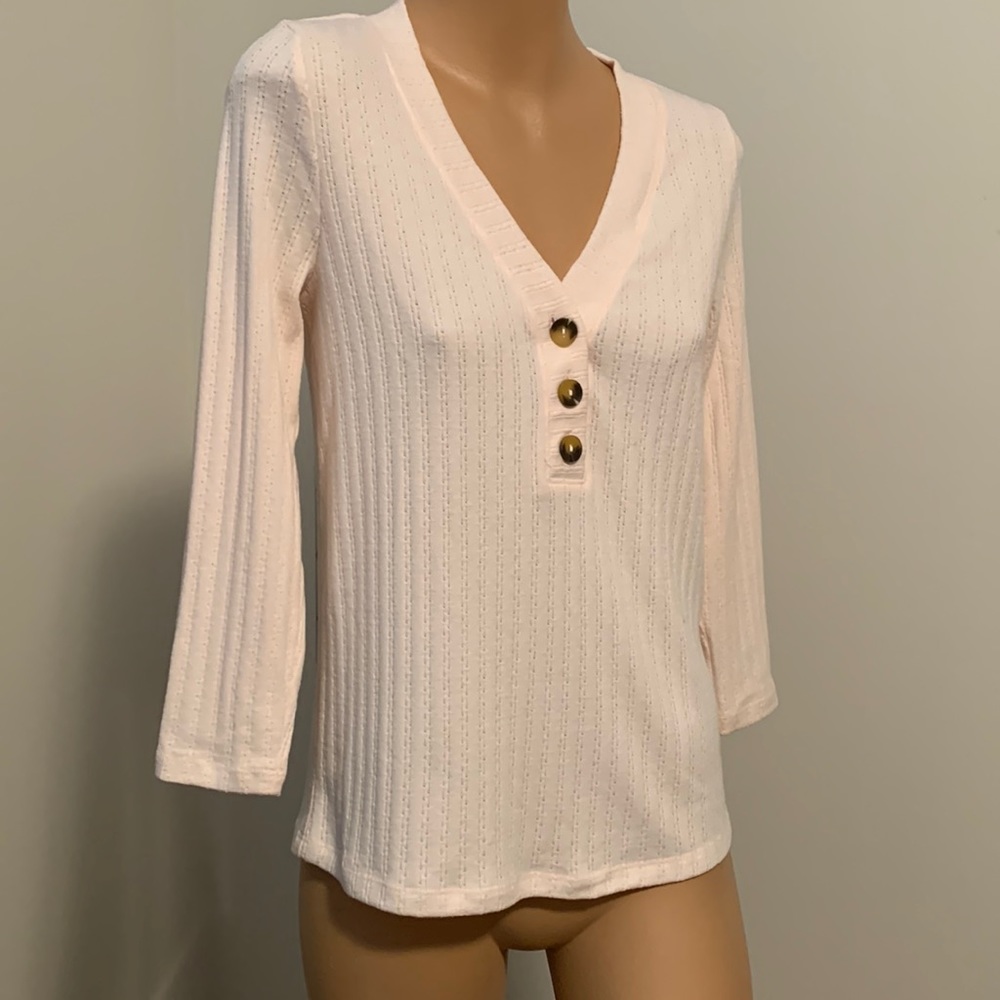 New SANCTUARY PINK TOP 3/4 sleeve M